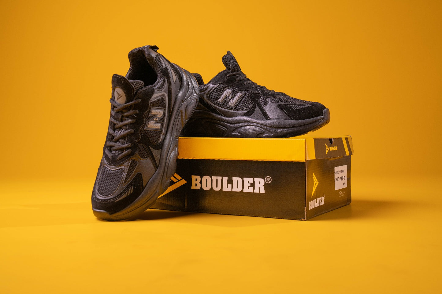 Boulder 1668 Baskets Confortable en Noir et Fume 40-44