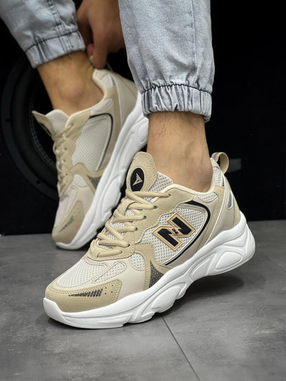 Boulder 1668 Baskets Confortable en Beige et Noir  40-44