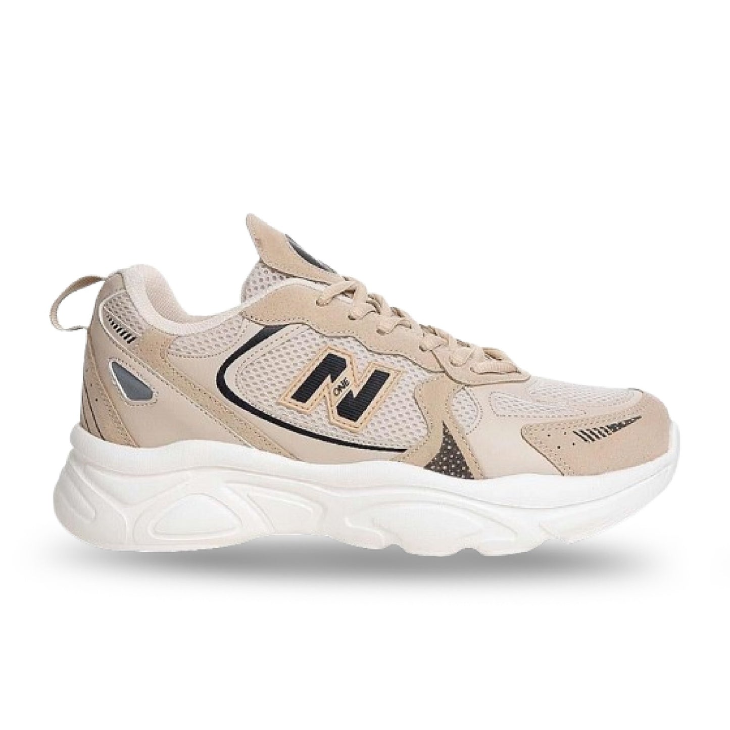 Boulder 1668 Baskets Confortable en Beige et Noir  40-44