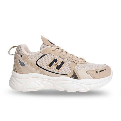 Boulder 1668 Baskets Confortable en Beige et Noir  40-44