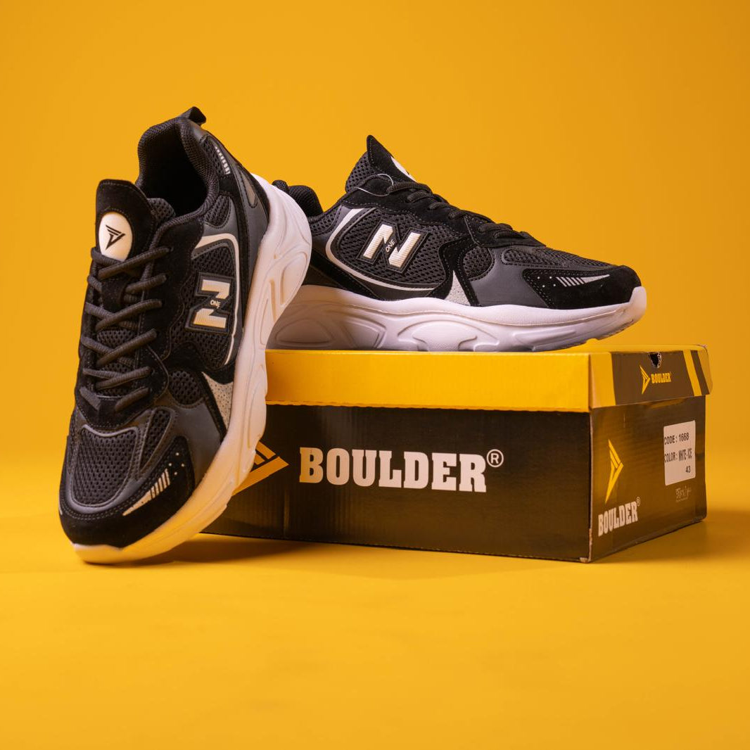 Boulder 1668 Baskets Confortable en Noir et Blanc 40-44