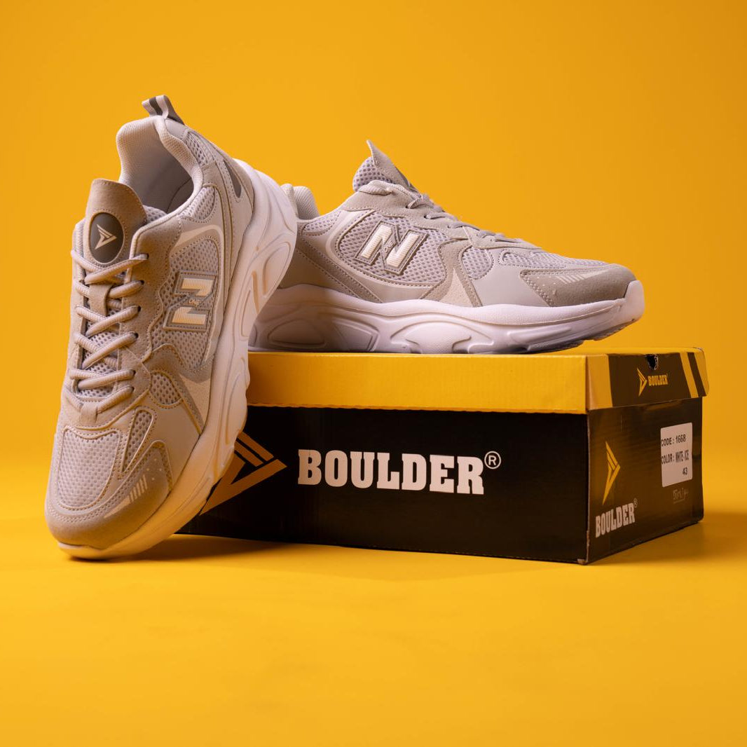 Boulder 1668 Baskets Confortable en Beige et Noir  40-44