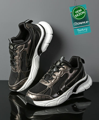 Conpax Baskets Confortable en Noir - Bronze 36-40