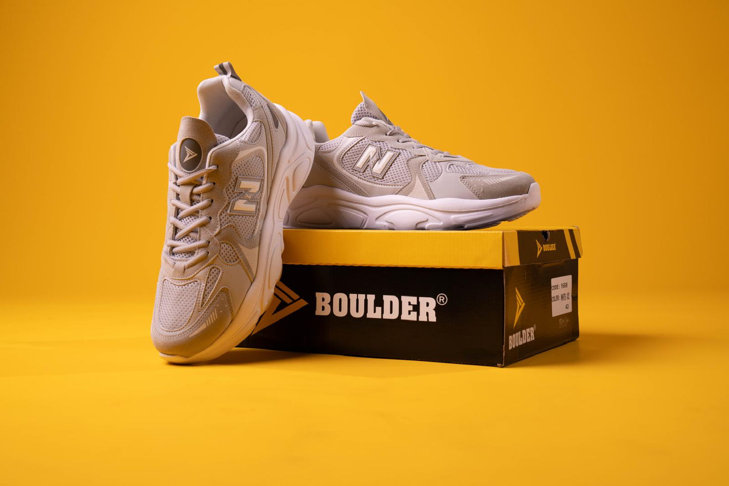 Boulder 1668 Baskets Confortable en Gris et Blanc  40-44