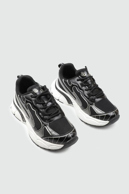 Conpax Baskets Confortable en Noir - Argenté 36-40