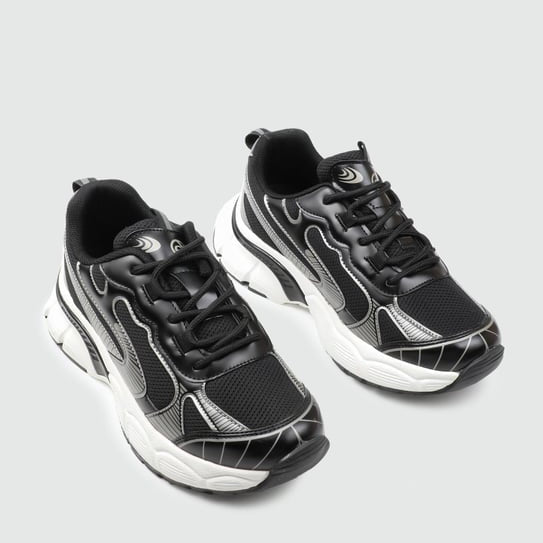 Conpax Baskets Confortable en Noir - Argenté 36-40