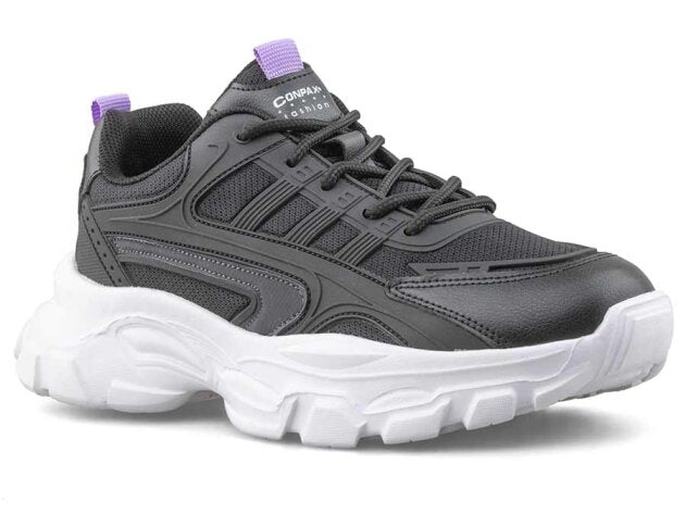 Conpax Baskets Confortable en Noir et violette 36-40