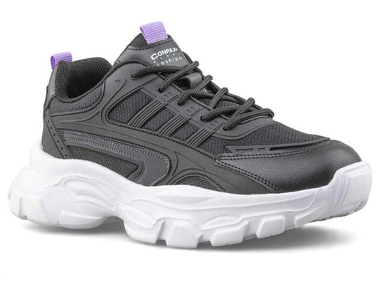 Conpax Baskets Confortable en Noir et violette 36-40